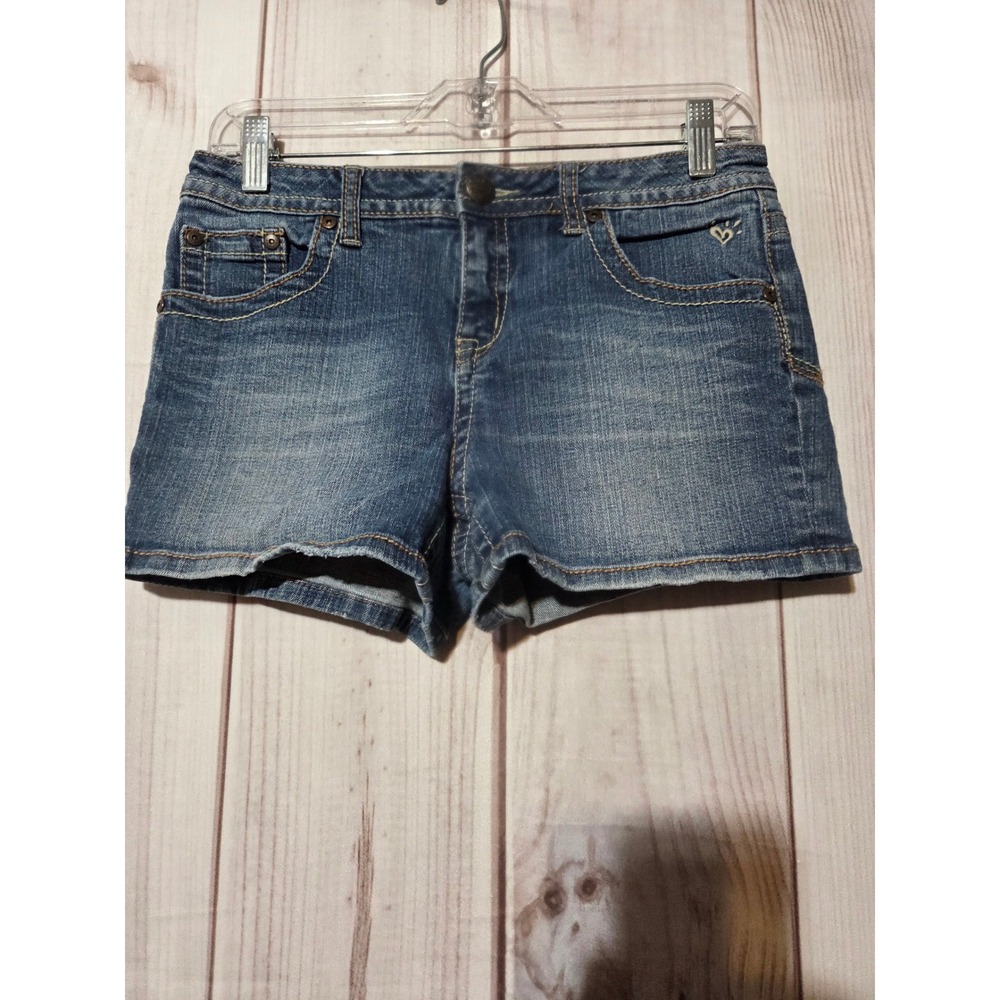 Justice Jeans Girls Denim Shorts Size 12 12 5 Blue Heart Detail